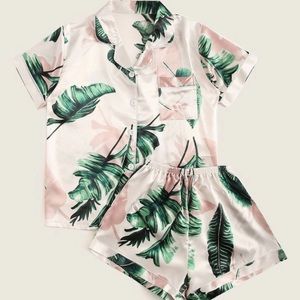 Tropical silk pajama set